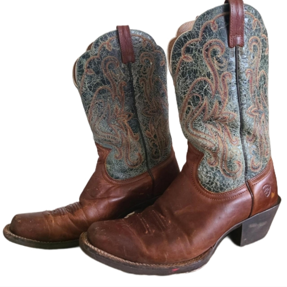 Ariat Brown and Blue Western Boots